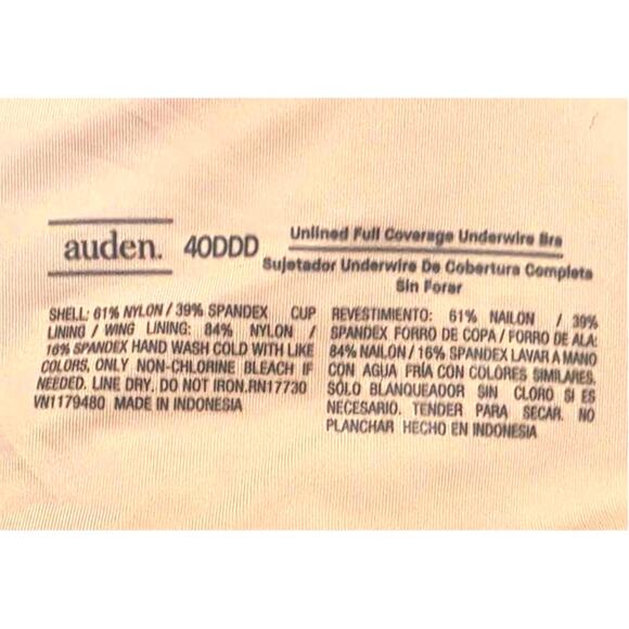 Auden Unlined Full Coverage Underwire Bra Pink DD DDD NEW - Picture 8 of 11